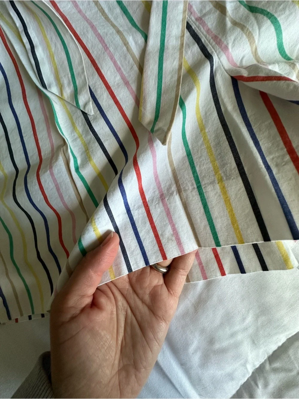 J. Crew White Striped Tie-Belt Bermuda Shorts